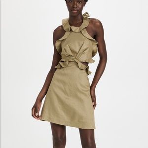 Zimmerman postcard linen ruffle tie-back mini dress